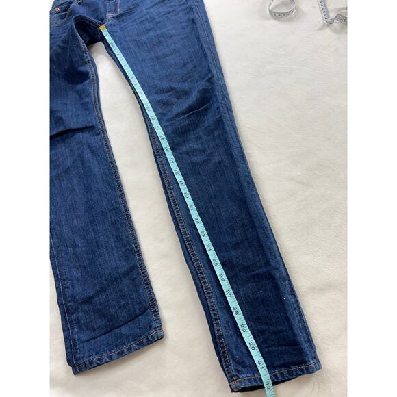 Hudson Denim Collin Skinny Leg Back Flap Pocket Dark Wash Linen Blend Jean Y2k - Picture 7 of 7